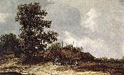Jan van Goyen Cottages with Haystack by a Muddy Track. oil on canvas